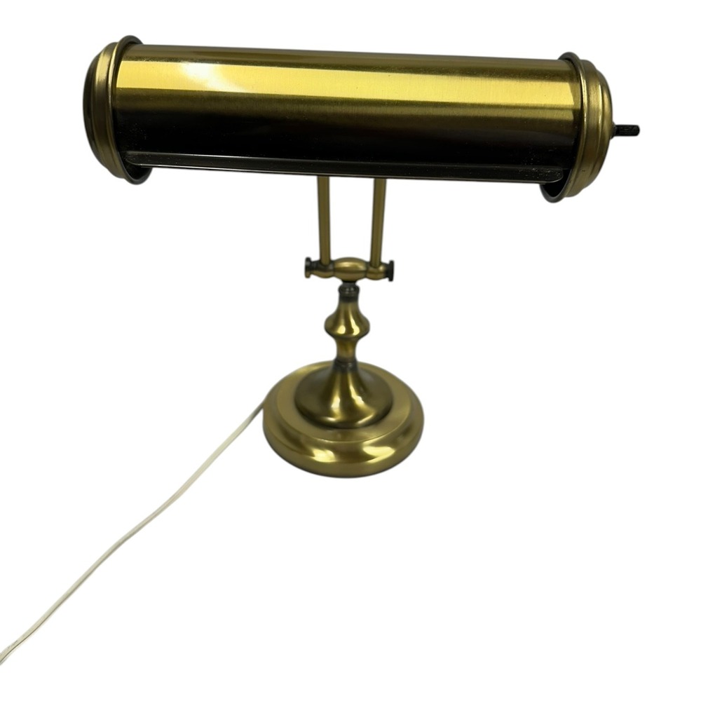 Vintage Brass Piano Desk Lamp Adjustable Banker Style Portable Light